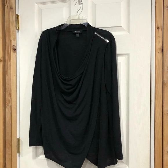 AB Studio Zipper Shoulder Wrap Black XL Cardigan - Picture 1 of 4
